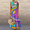 Maxi Dress For Women Summer Casual Print Dress O-neck Sleeveless Loose Long Dress Women Summer Robe Longue Été 2022