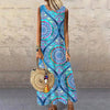Maxi Dress For Women Summer Casual Print Dress O-neck Sleeveless Loose Long Dress Women Summer Robe Longue Été 2022