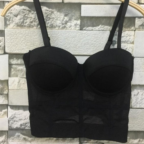 Fashion Mesh Push Up Bralet Women's Corset Bustier Bra Night Club Party Cropped Top Vest Plus Size AW514