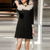 Mini Dresses Women Spring White Ruffles Collar Flare Long Sleeve Black Dress Elegant Ladies Clothes Vestido De Mujer