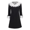 Mini Dresses Women Spring White Ruffles Collar Flare Long Sleeve Black Dress Elegant Ladies Clothes Vestido De Mujer
