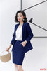 Navy Blue Blazer Women Business Suits with Skirt and Jacket Sets Ladies Work Wear Clothes OL