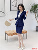 Navy Blue Blazer Women Business Suits with Skirt and Jacket Sets Ladies Work Wear Clothes OL