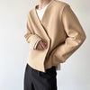 Men's Suit Jacket Casual Style Loose Button Men's All-match Simple Collarless Long-sleeved Short Suit