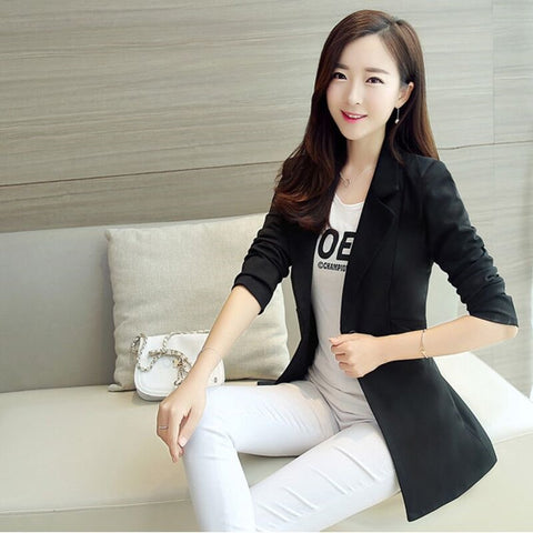Fashion New Spring Red Blazer for Women Clothing Slim Fit Solid Jaqueta Feminina Single Button Black Ladies Blazer Coat ZY3019