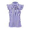Fashion New Women Sweet Tops Blouses Bow V Neck Lace up Striped Ruffles Short Sleeve Girls Casual Party Shirts Summer Slim Femme