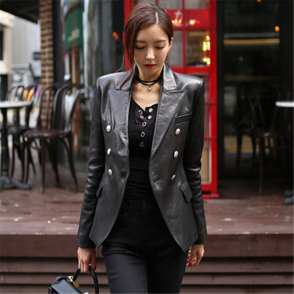 Women's Spring Autumn Pu Leather Jacket OL Women Casual office Slim Soft Jacket Female Coat Top Basic Streetwear