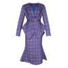 OL Office Lady 2 Piece Suits Plaid V-neck Single Breasted Slim Jacket Sashes Midi Trumpet Skirt Women Sets English Style