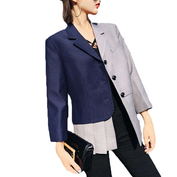 Fashion  Women's Blazers 2022 Spring Autumn New Women Korean Asymmetric Spell Design Slim Small Suit Jacket Female Z392