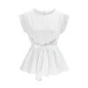 Fashion Office Lady Women\'s Shirts Belted Waist Blouse 2018 Summer Tank Tops of Girls Sleeveless Shirt Top 2018