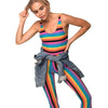Fashion Overalls Rompers Womens Jumpsuit Rainbow Sleeveless Jumpsuit Women Striped Onesie Playsuit 2022 Summer Macacao Feminino