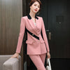 Pants Suits Women Autunm High-End Temperament Business Long Sleeve Patchwork Blazer and Trousers Office Work Wear