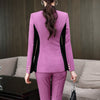 Pants Suits Women Autunm High-End Temperament Business Long Sleeve Patchwork Blazer and Trousers Office Work Wear