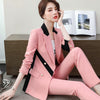 Pants Suits Women Autunm High-End Temperament Business Long Sleeve Patchwork Blazer and Trousers Office Work Wear