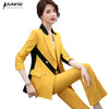 Pants Suits Women Autunm High-End Temperament Business Long Sleeve Patchwork Blazer and Trousers Office Work Wear