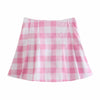 Pink Plaid Cotton Loose Women Balzer Jacket Sets 2 Pieces Casual Summer Mini Skirt Office Lady High Waist Female Suit