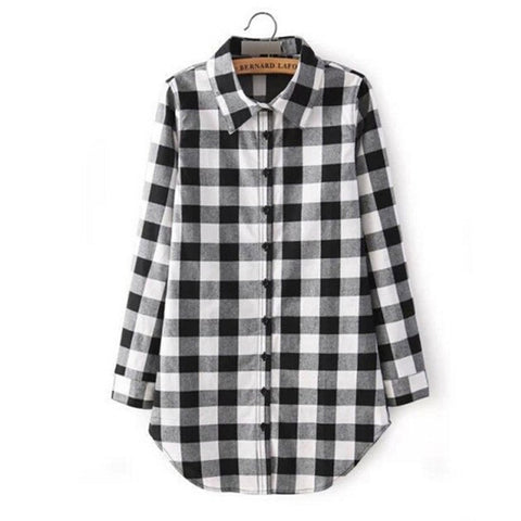 Fashion Plaid Shirt Female College Style Women's Blouses Long Sleeve Flannel Shirt Plus Size Casual Blouses Shirts M-4XL