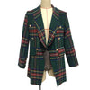 Plaid Women Blazer Coat Retro Button Lattice Jacket Blazer Female Casual Coats Green Red chaqueta mujer пиджак женский