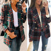 Plaid Women Blazer Coat Retro Button Lattice Jacket Blazer Female Casual Coats Green Red chaqueta mujer пиджак женский