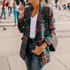 Plaid Women Blazer Coat Retro Button Lattice Jacket Blazer Female Casual Coats Green Red chaqueta mujer пиджак женский