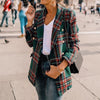 Plaid Women Blazer Coat Retro Button Lattice Jacket Blazer Female Casual Coats Green Red chaqueta mujer пиджак женский