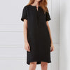 Plus Size S-5Xl Womens Casual Loose Sexy Solid Color Cotton And Linen Short Sleeve Casual Daily Wear Knee-Length Dress
