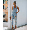Pocket Tight Jeans Women Pants Overalls Shoulder Strap Jumpsuit Big Size Cotton Temperament Mid-waist Denim Jeans Pants