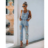 Pocket Tight Jeans Women Pants Overalls Shoulder Strap Jumpsuit Big Size Cotton Temperament Mid-waist Denim Jeans Pants