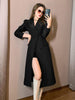 Professional Black Jackets for Women 2023 Notched Neck Blazers Office Clothes Double Breasted  Lady Long Business Suit