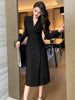 Professional Black Jackets for Women 2023 Notched Neck Blazers Office Clothes Double Breasted  Lady Long Business Suit