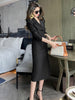 Professional Black Jackets for Women 2023 Notched Neck Blazers Office Clothes Double Breasted  Lady Long Business Suit