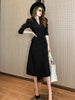 Professional Black Jackets for Women 2023 Notched Neck Blazers Office Clothes Double Breasted  Lady Long Business Suit