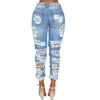 Ripped Jeans For Women Denim Straight Pants Trousers Mid Waist Casual Skinny Jeans Torn Jeggings boyfriend jeans 2022