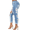 Ripped Jeans For Women Denim Straight Pants Trousers Mid Waist Casual Skinny Jeans Torn Jeggings boyfriend jeans 2022