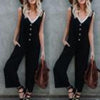 Fashion Romper Womens Dungarees Jumpsuit Spaghetti Straps Pockets Buttons Pants Casual Solid Oversize Loose Overalls Playsuits