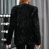 Sequin Buttonless Blazer Suit 2023 Sexy Women Black Mid Length Casual Office Blazer Temperament Slim Commute Suit Coats