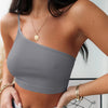 Fashion Sexy Crop Top Women  2022 Summer Casual Sleeveless One shoulder  Bra Tops Slim Short  Solid Color Vest