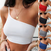 Fashion Sexy Crop Top Women  2022 Summer Casual Sleeveless One shoulder  Bra Tops Slim Short  Solid Color Vest