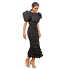Sexy Women Half Puff Sleeve O-Neck Clothes Set Cocktail Prom Gown Skirt Two-piece Set Elegant Party Outfit
