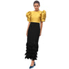 Sexy Women Half Puff Sleeve O-Neck Clothes Set Cocktail Prom Gown Skirt Two-piece Set Elegant Party Outfit