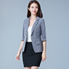 Fashion Short Blazers Women Plaid Three Quarter Business Suits All-match Female Jackets Slim Blazer Suit 2022 Summer Feminino