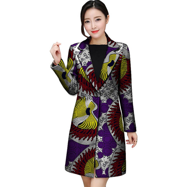 Fashion Simple And Generou Long Blazers African Print Women Suit Jacket Africa Festive Ladies Blazers Coat Party Cutomize