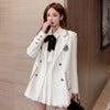 Skirt Set Women Celebrity High-waisted A-line Fried Street Bow Tie Shirt Suit Jacket Pleated Skirts Three-piece Suits