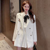 Skirt Set Women Celebrity High-waisted A-line Fried Street Bow Tie Shirt Suit Jacket Pleated Skirts Three-piece Suits