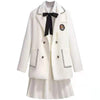 Skirt Set Women Celebrity High-waisted A-line Fried Street Bow Tie Shirt Suit Jacket Pleated Skirts Three-piece Suits