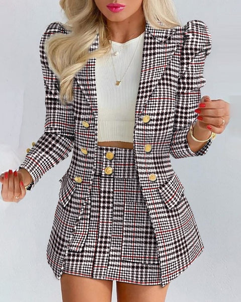 Slim Cardigan Temperament Suit Sports Coat Slim Ladies Casual Jacket Women's Wear Blazer Skirt Set