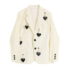 Solid Blazer Women Jacket Loose Casual Pockets Female Heart Chain Loose Long Sleeve Work Suit Coat Office Lady Blazers