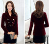 Fashion Spring 2022 Velvet Blazer Women Double Breasted Casual Velvet Coat New Fashion Short Jacket Button Slim Woman Suit Red