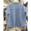 Spring Autumn Women Denim Splicing Casual Blazer Vintage Lapel Double Breasted Long Sleeve Loose Female Suit Jacket
