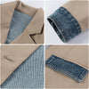 Spring Autumn Women Denim Splicing Casual Blazer Vintage Lapel Double Breasted Long Sleeve Loose Female Suit Jacket